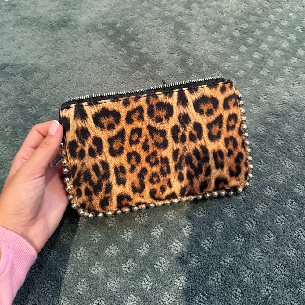 ZARA Leopard Print Clutch with Silver Hardware – Worn Once